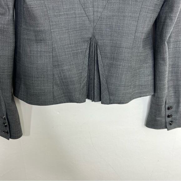 Rebecca Taylor Gray Wool Blend Ruffle Pleated Back Blazer Jacket Size 8 - Picture 8 of 13